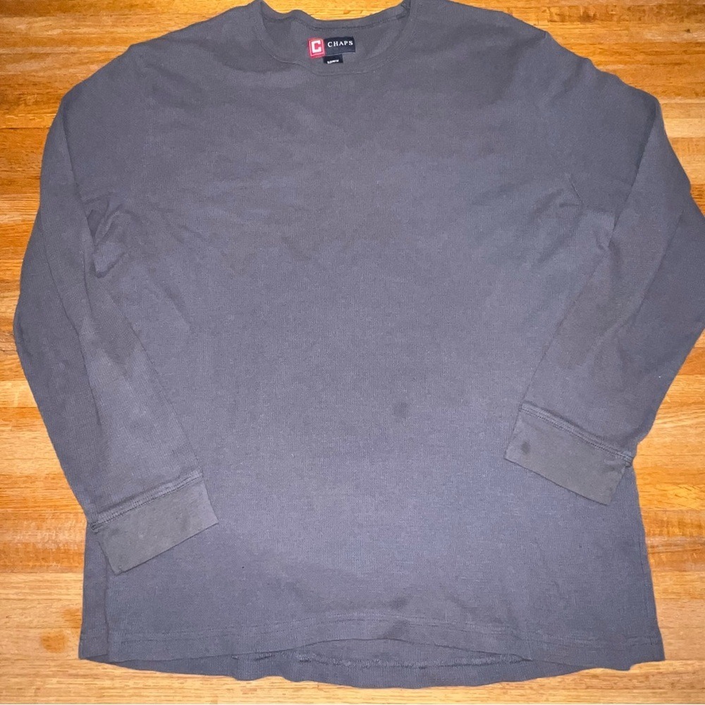 Chaps Men XL Gray Waffle Texture Long Sleeve Crew Neck Sleepwear‎ Top